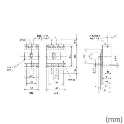 三菱電機 NF250-CV 3P 125A (ノーヒューズブレーカー) (3極) (AC/DC) NN