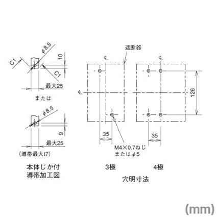 三菱電機 NF250-CV 3P 125A (ノーヒューズブレーカー) (3極) (AC/DC) NN